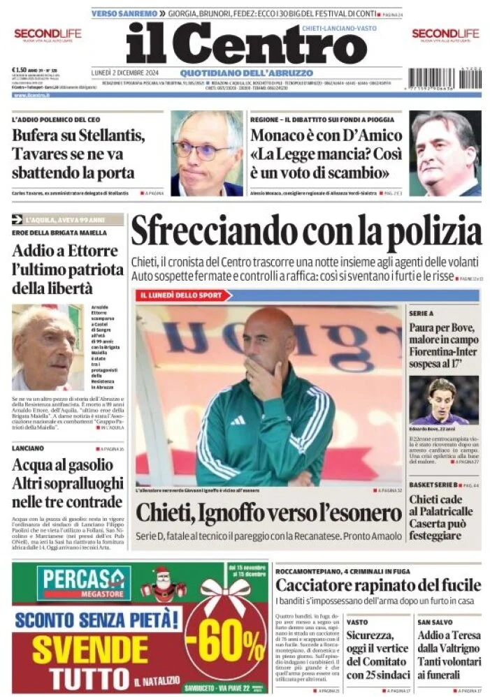 anteprima della prima pagina di il-centro-chieti del 02/12/2024