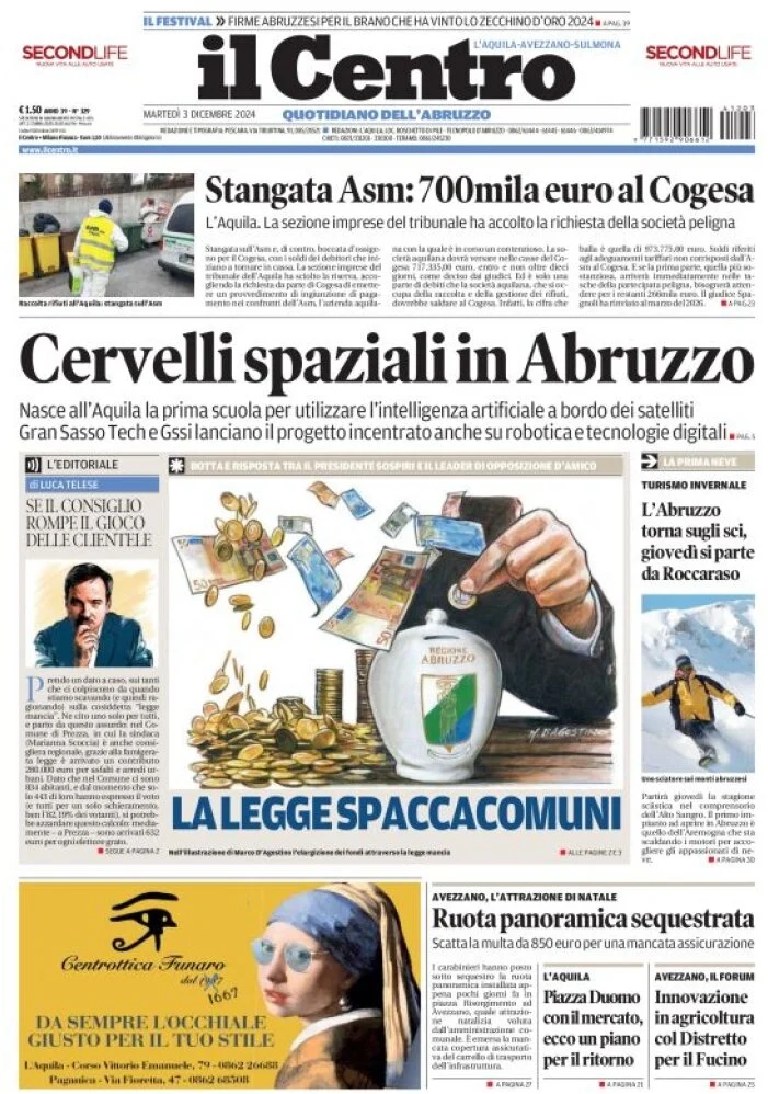 anteprima della prima pagina di il-centro-laquila del 03/12/2024