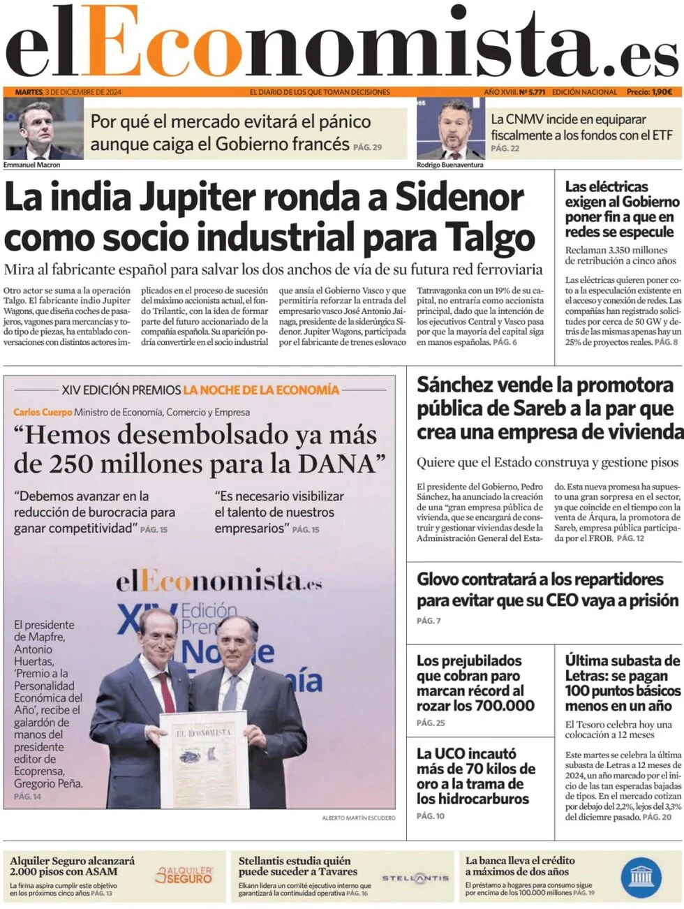anteprima della prima pagina di el-economista del 03/12/2024