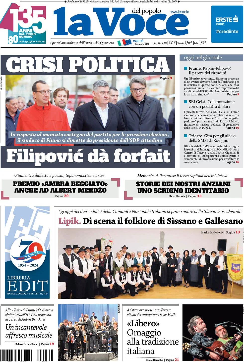 anteprima della prima pagina di la-voce-del-popolo del 03/12/2024