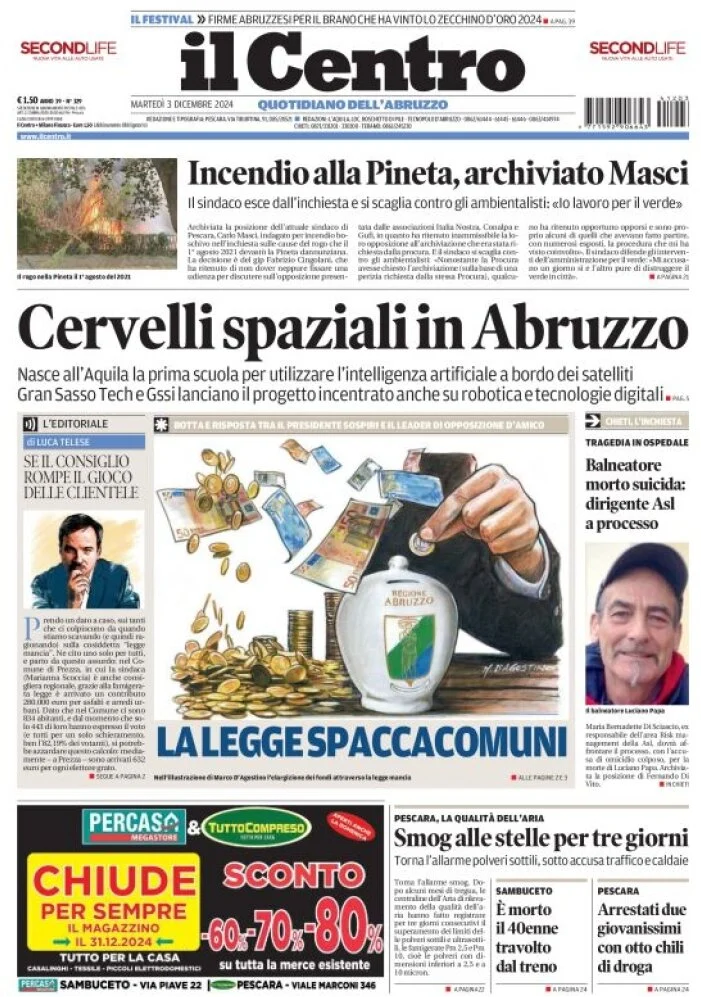 anteprima della prima pagina di il-centro-pescara del 03/12/2024
