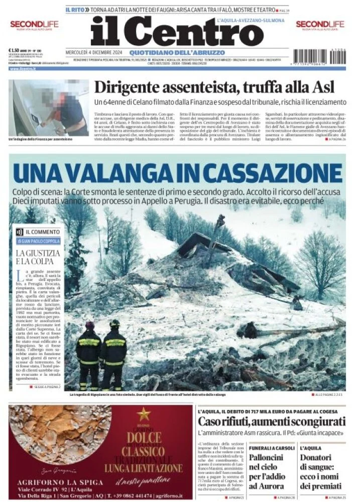 anteprima della prima pagina di il-centro-laquila del 04/12/2024