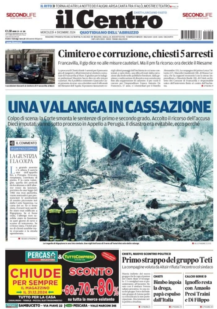 anteprima della prima pagina di il-centro-chieti del 04/12/2024