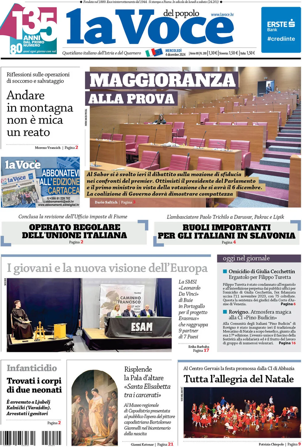anteprima della prima pagina di la-voce-del-popolo del 04/12/2024