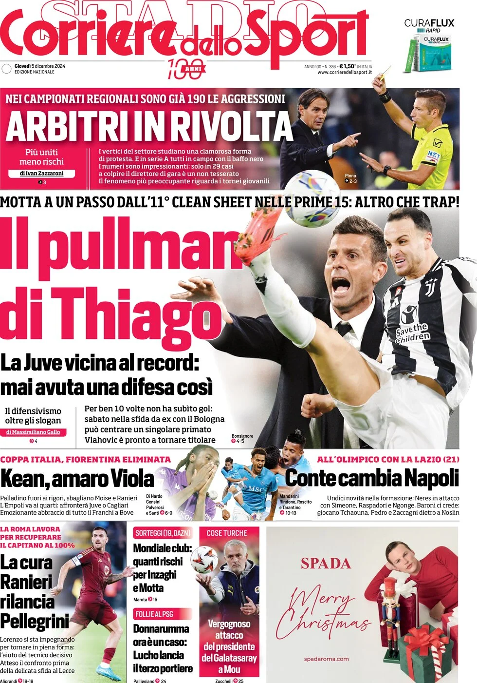 anteprima della prima pagina di corriere-dello-sport del 05/12/2024
