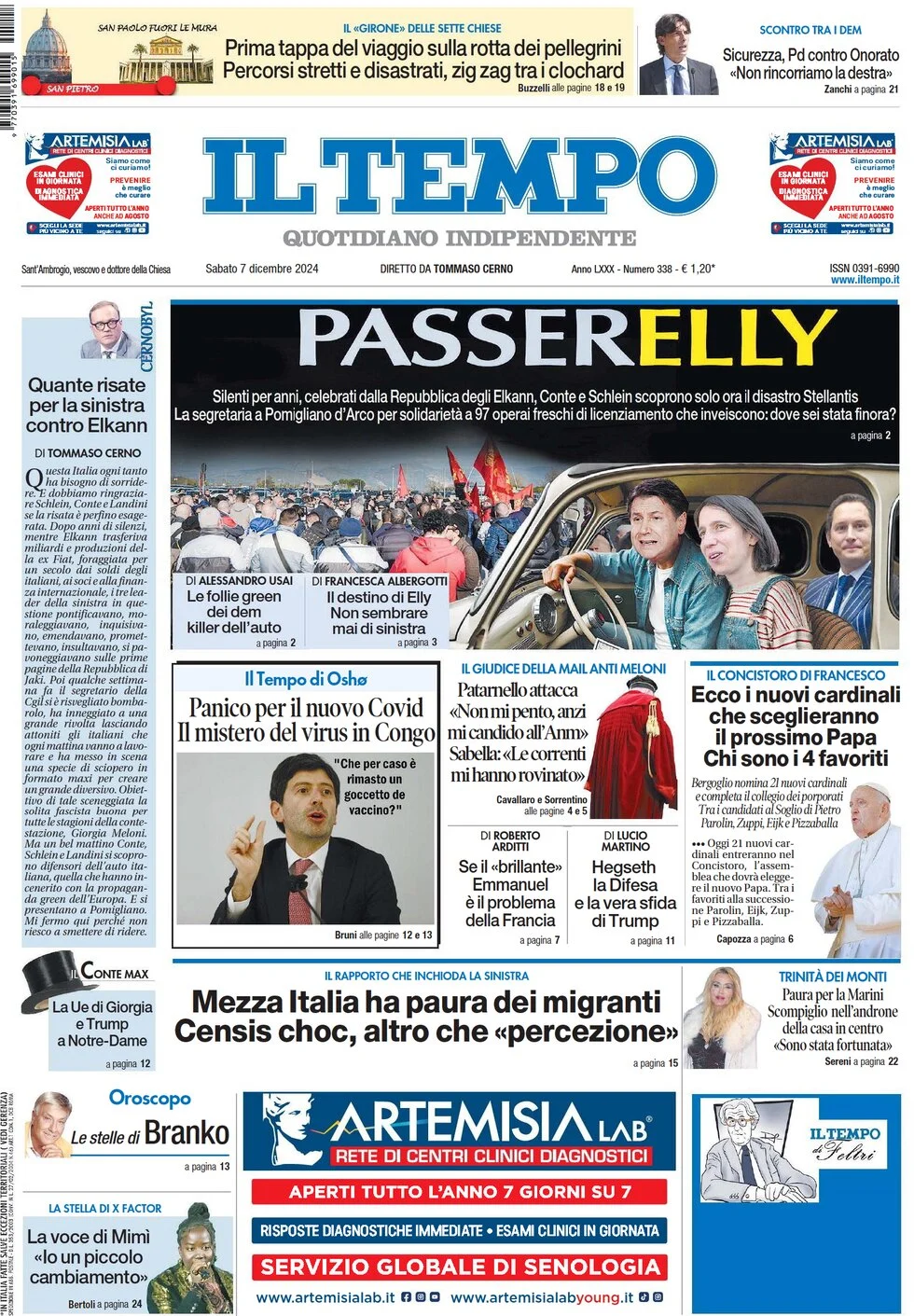 anteprima della prima pagina di il-tempo del 07/12/2024