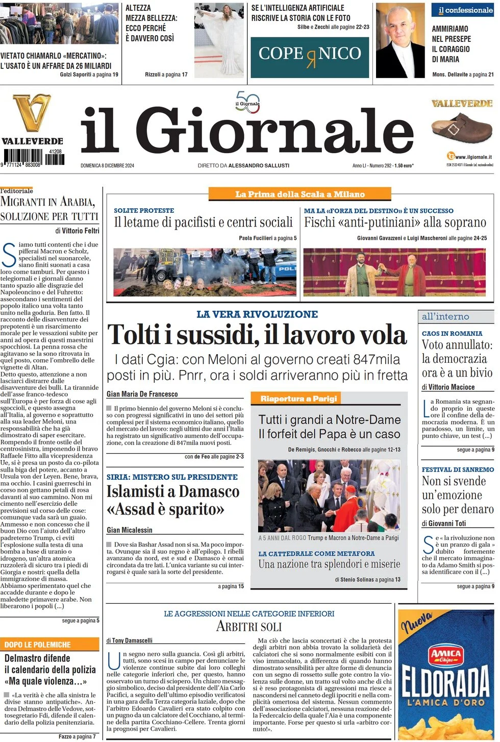 anteprima della prima pagina di il-giornale del 08/12/2024