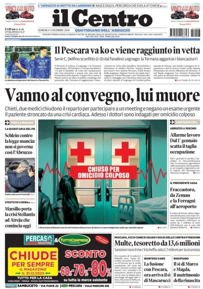 anteprima della prima pagina di il-centro-pescara del 08/12/2024