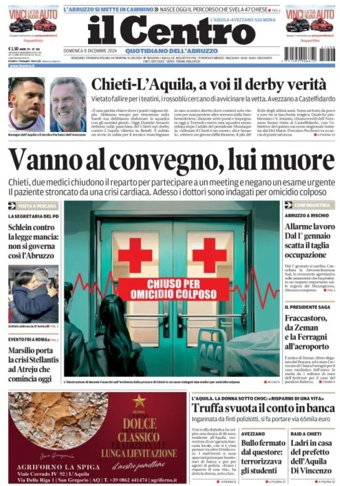 anteprima della prima pagina di il-centro-laquila del 08/12/2024