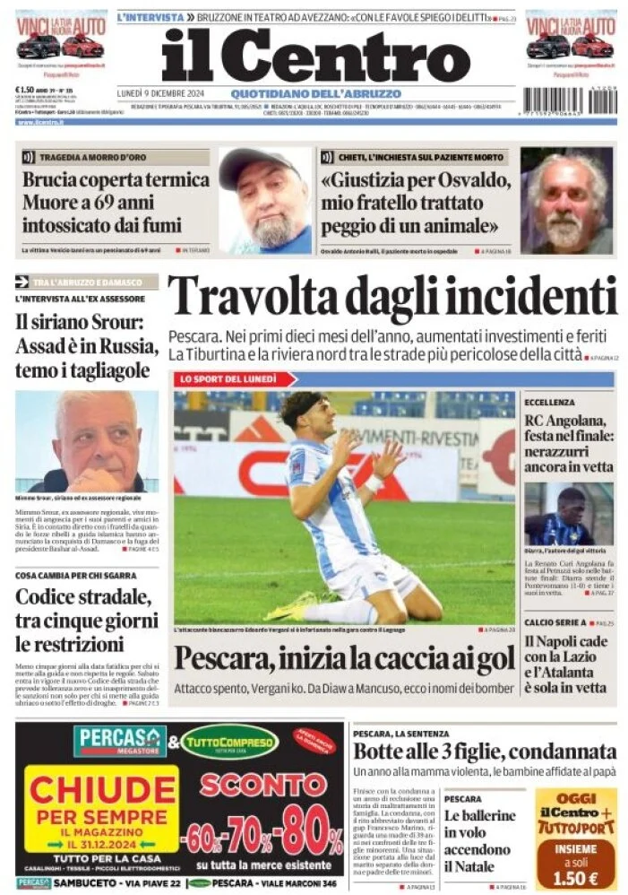 anteprima della prima pagina di il-centro-pescara del 09/12/2024