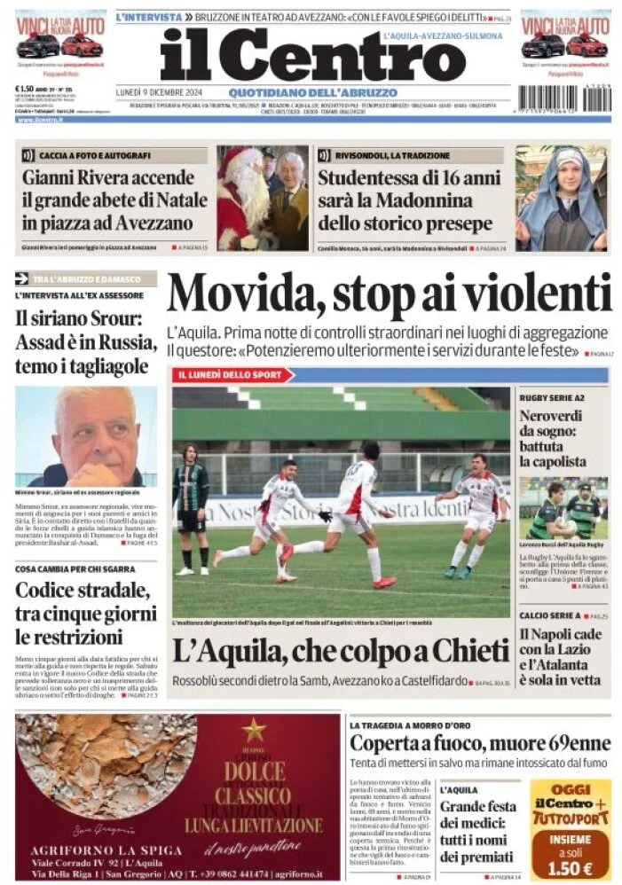 anteprima della prima pagina di il-centro-laquila del 09/12/2024