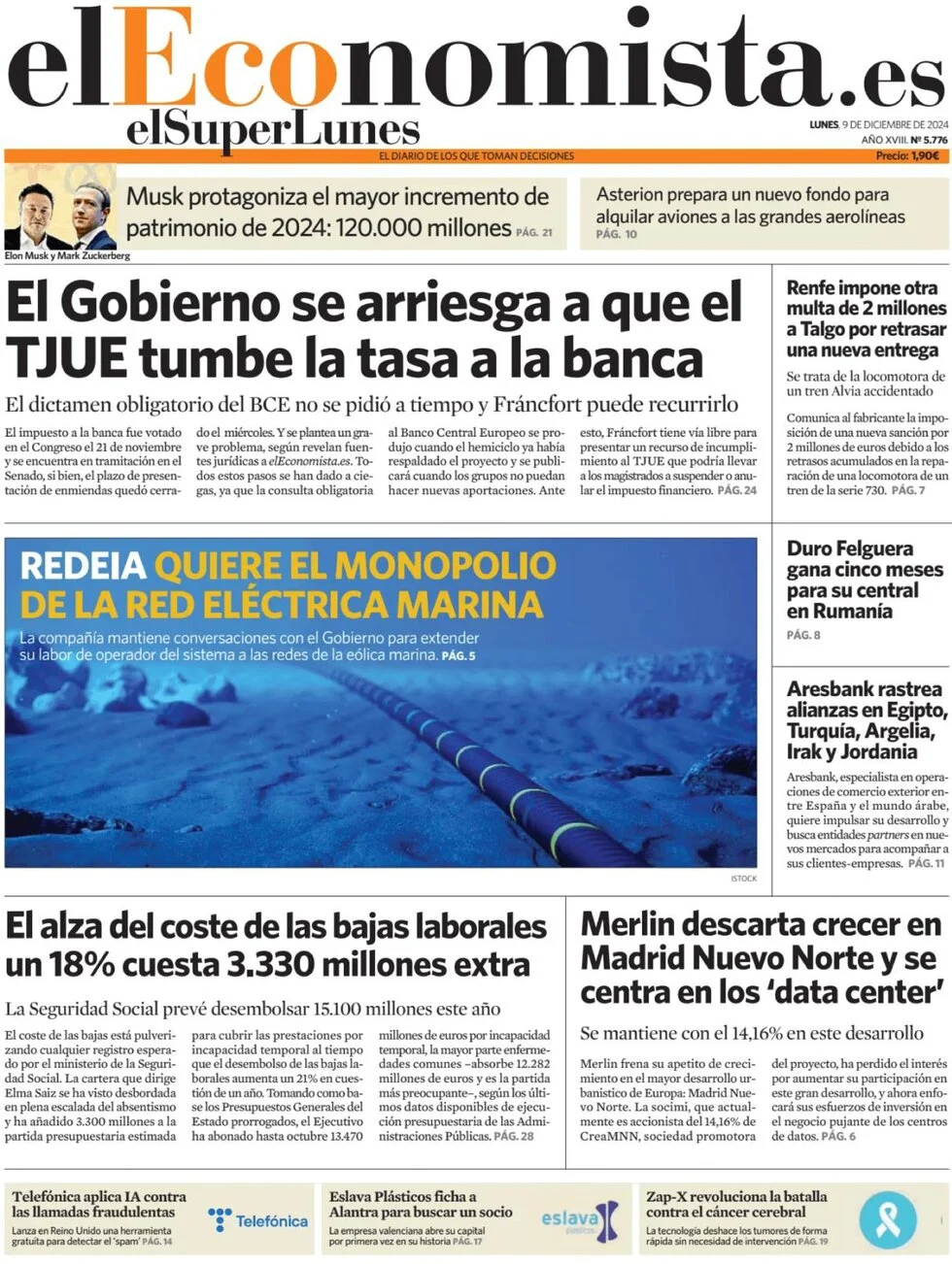 anteprima della prima pagina di el-economista del 09/12/2024