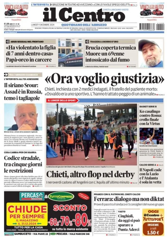anteprima della prima pagina di il-centro-chieti del 09/12/2024