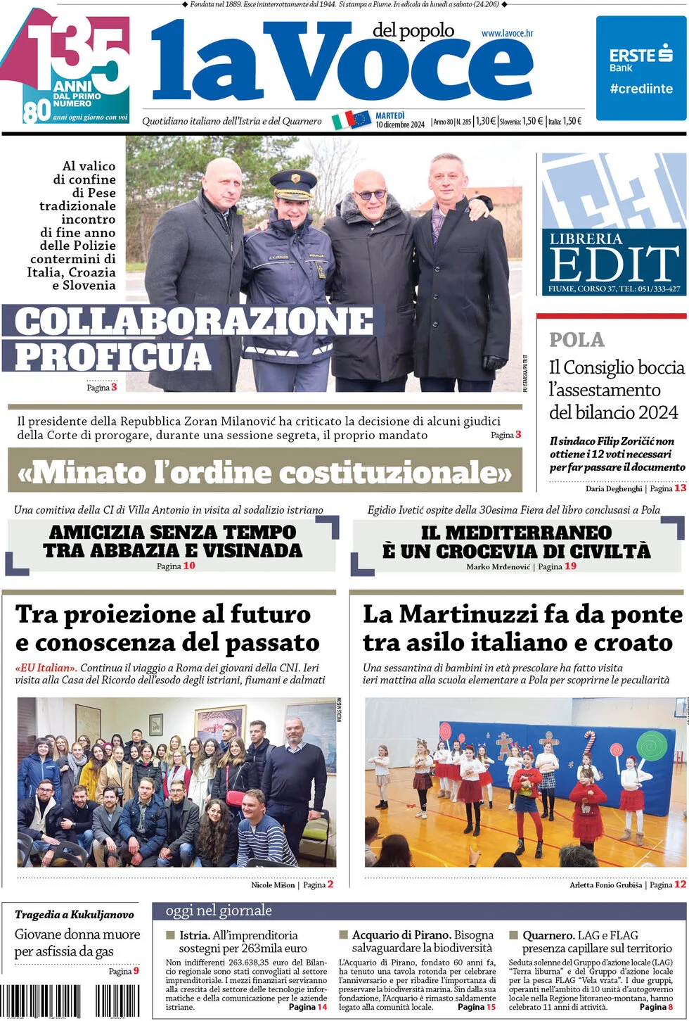anteprima della prima pagina di la-voce-del-popolo del 10/12/2024