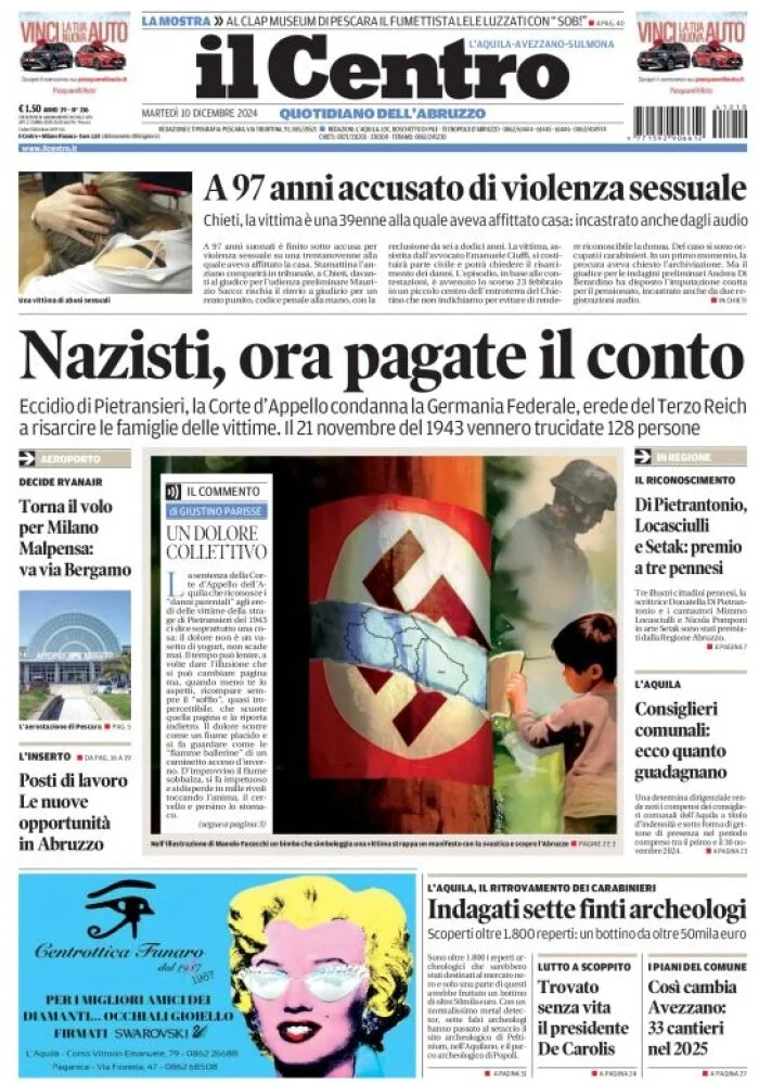 anteprima della prima pagina di il-centro-laquila del 10/12/2024