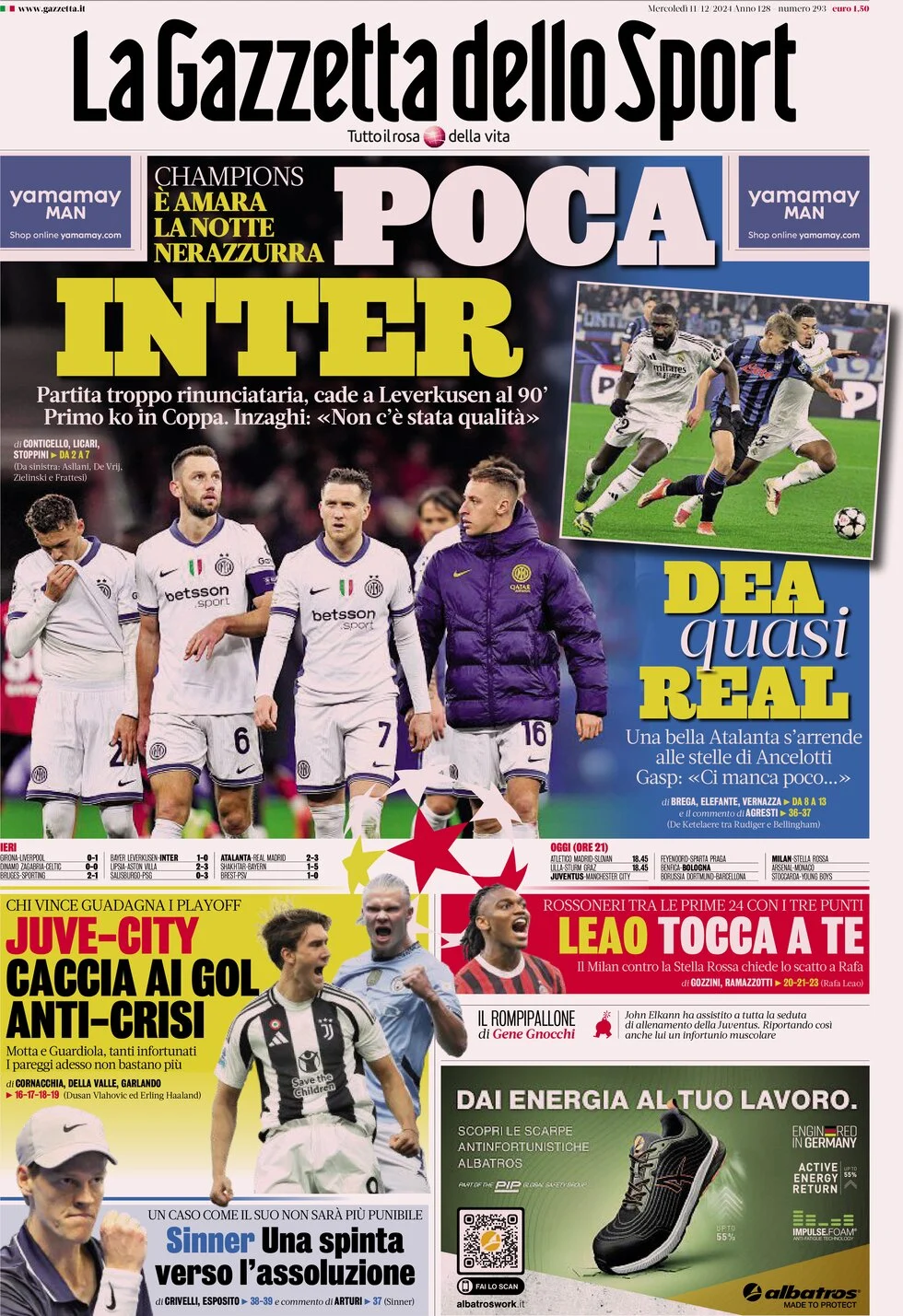 anteprima della prima pagina di la-gazzetta-dello-sport del 11/12/2024