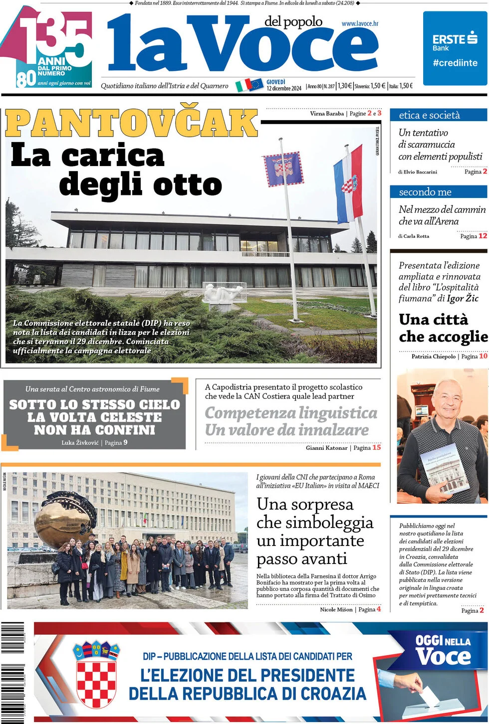 anteprima della prima pagina di la-voce-del-popolo del 12/12/2024