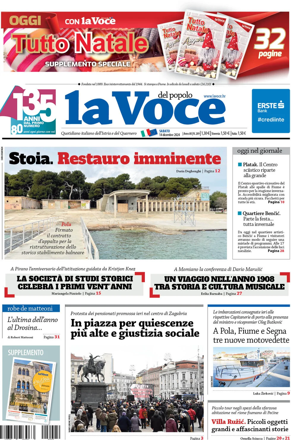 anteprima della prima pagina di la-voce-del-popolo del 14/12/2024