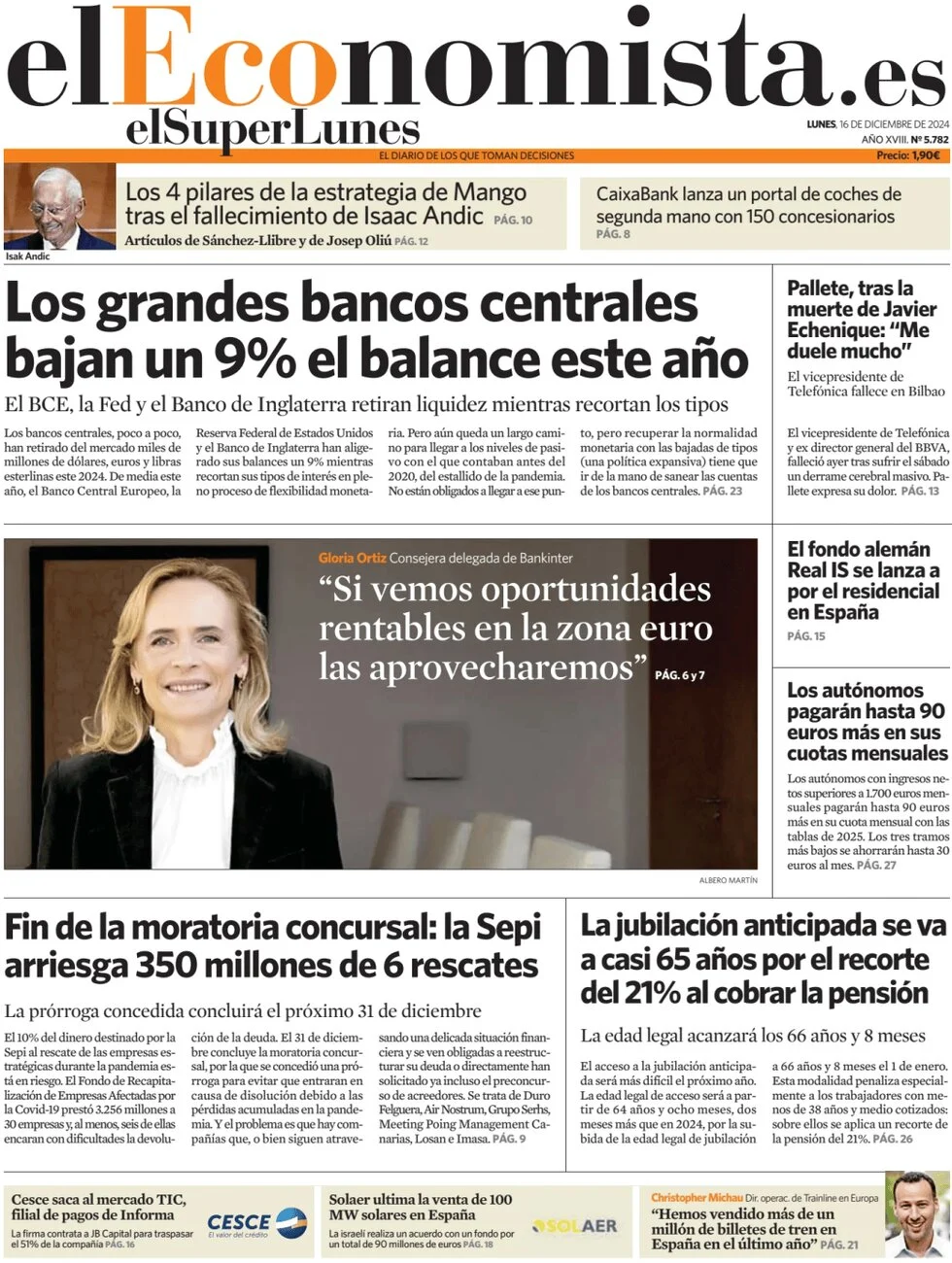 anteprima della prima pagina di el-economista del 16/12/2024