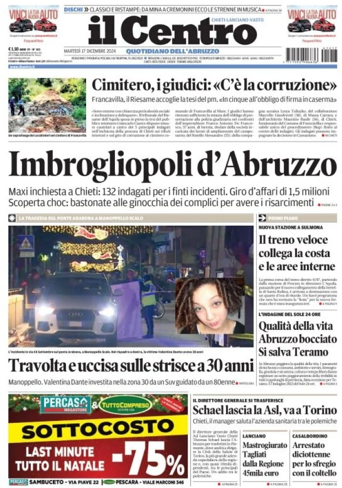 anteprima della prima pagina di il-centro-chieti del 17/12/2024