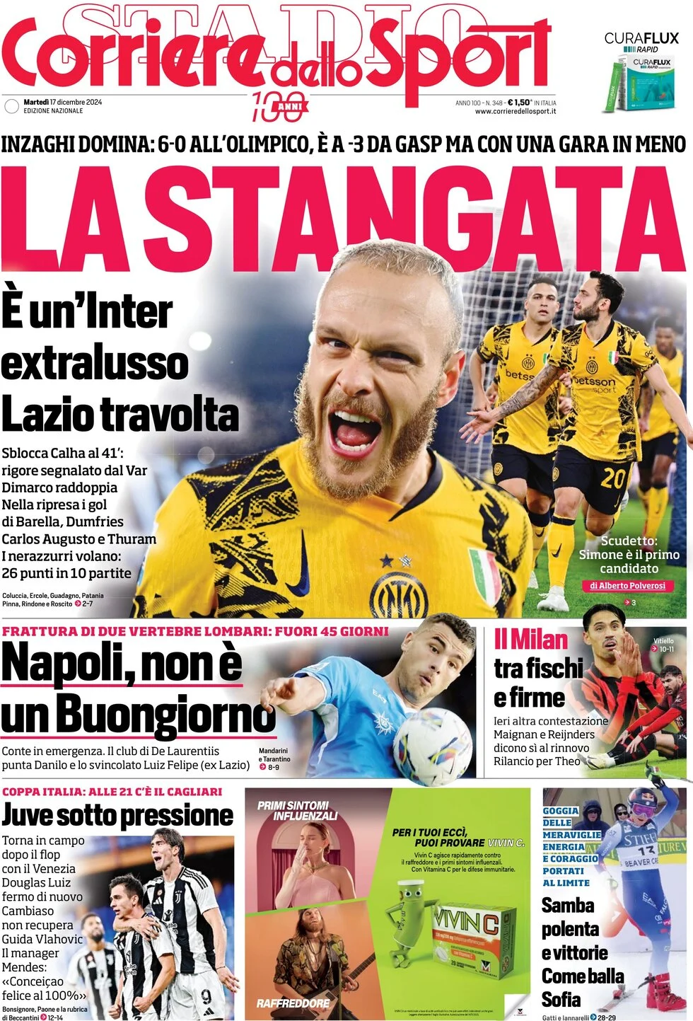 anteprima della prima pagina di corriere-dello-sport del 17/12/2024