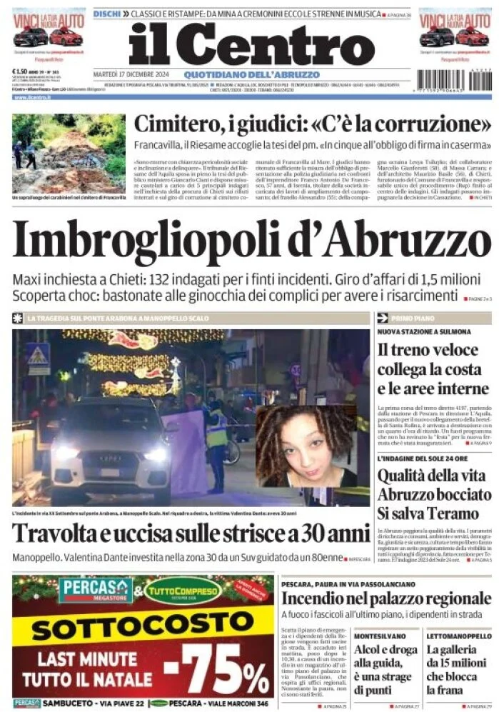 anteprima della prima pagina di il-centro-pescara del 17/12/2024