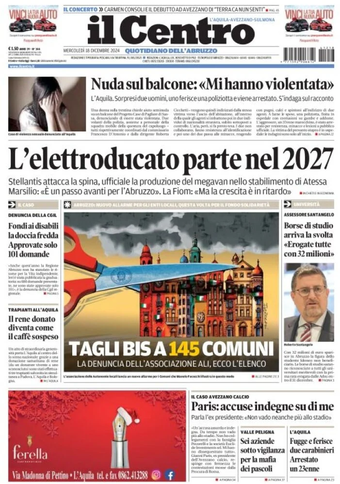 anteprima della prima pagina di il-centro-laquila del 18/12/2024