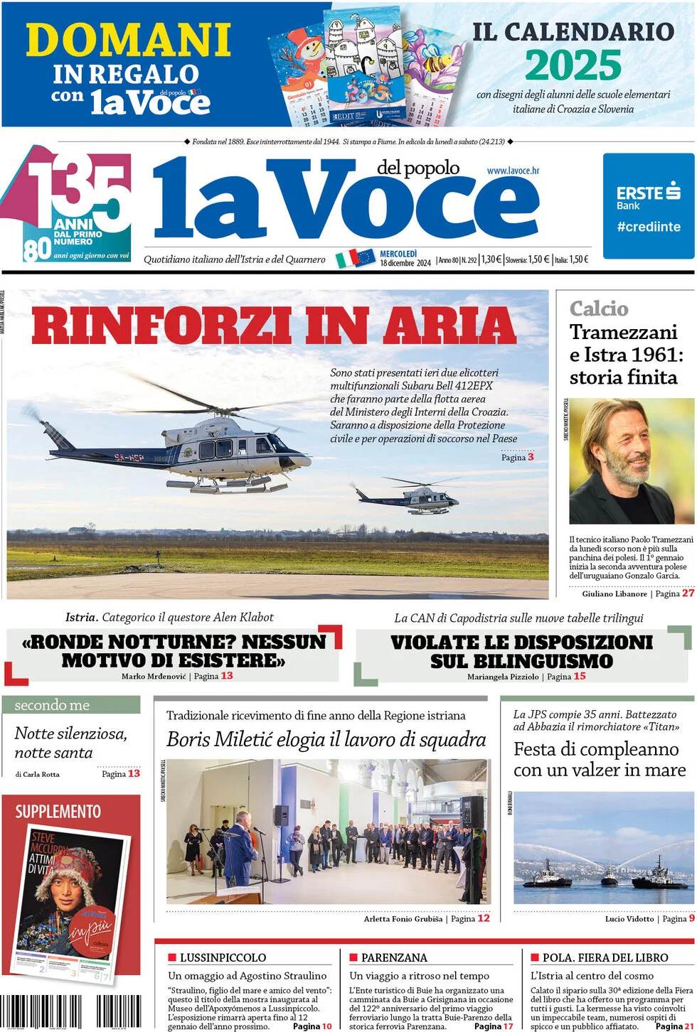 anteprima della prima pagina di la-voce-del-popolo del 18/12/2024