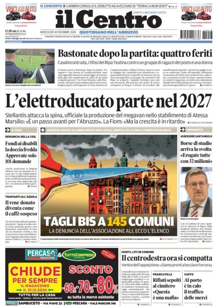 anteprima della prima pagina di il-centro-chieti del 18/12/2024