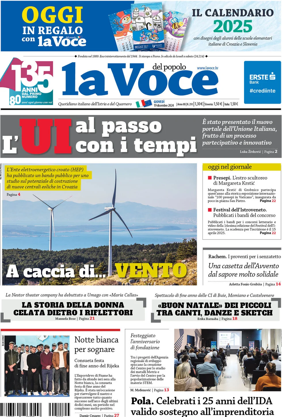 anteprima della prima pagina di la-voce-del-popolo del 19/12/2024