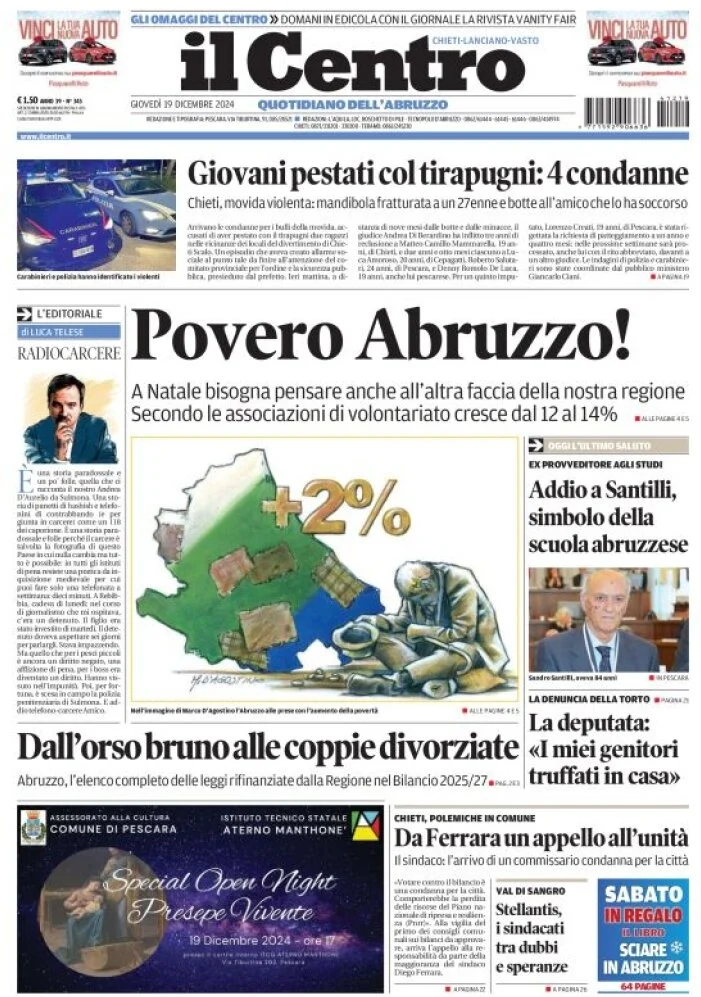 anteprima della prima pagina di il-centro-chieti del 19/12/2024
