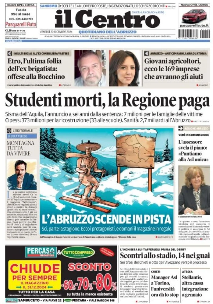 anteprima della prima pagina di il-centro-chieti del 20/12/2024