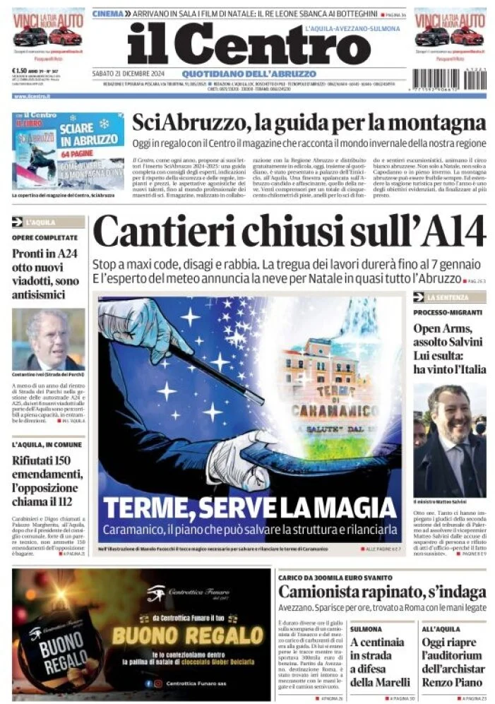 anteprima della prima pagina di il-centro-laquila del 21/12/2024