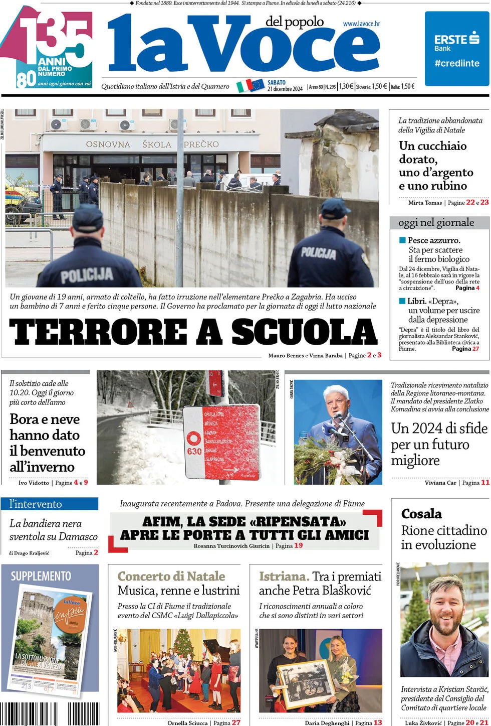 anteprima della prima pagina di la-voce-del-popolo del 21/12/2024