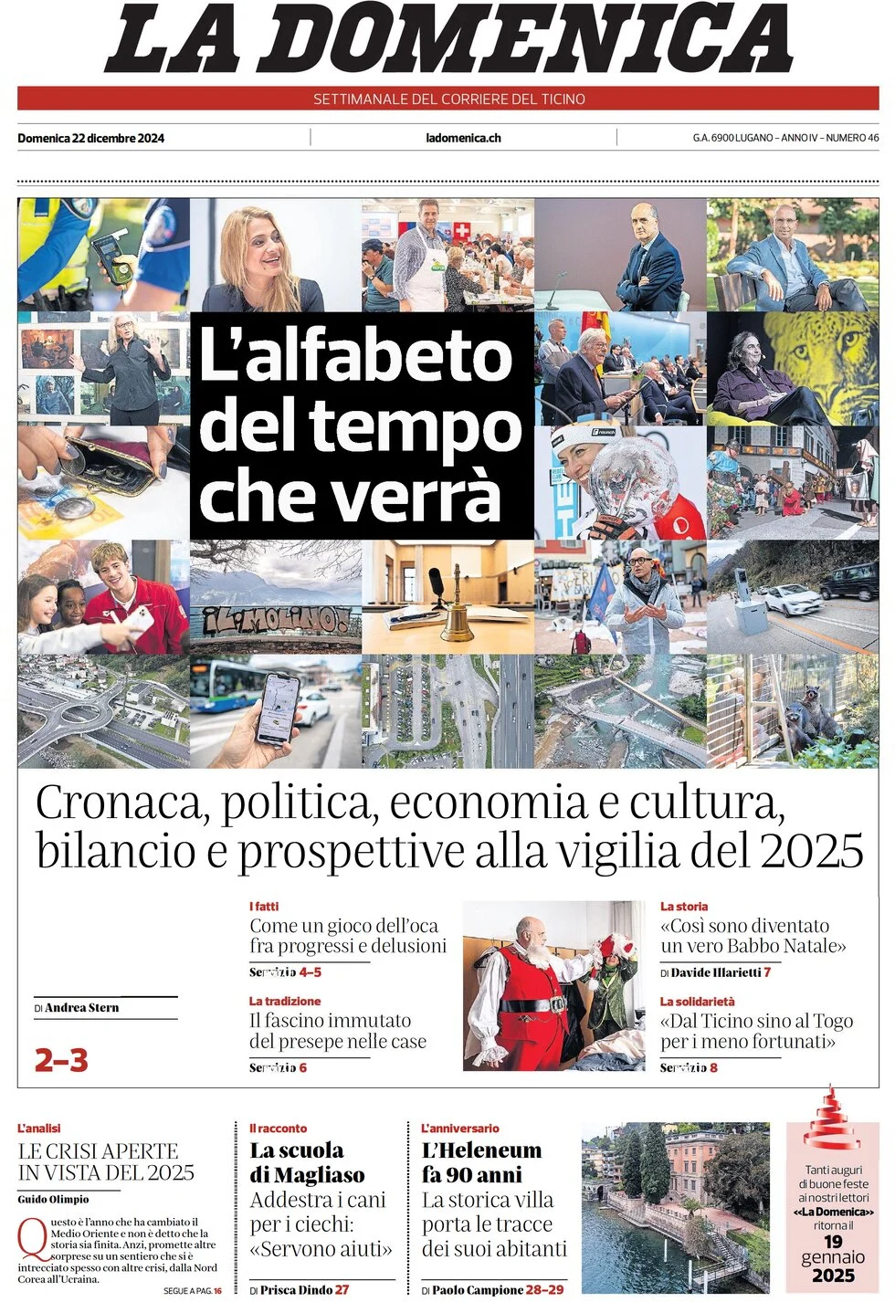anteprima della prima pagina di corriere-del-ticino del 22/12/2024