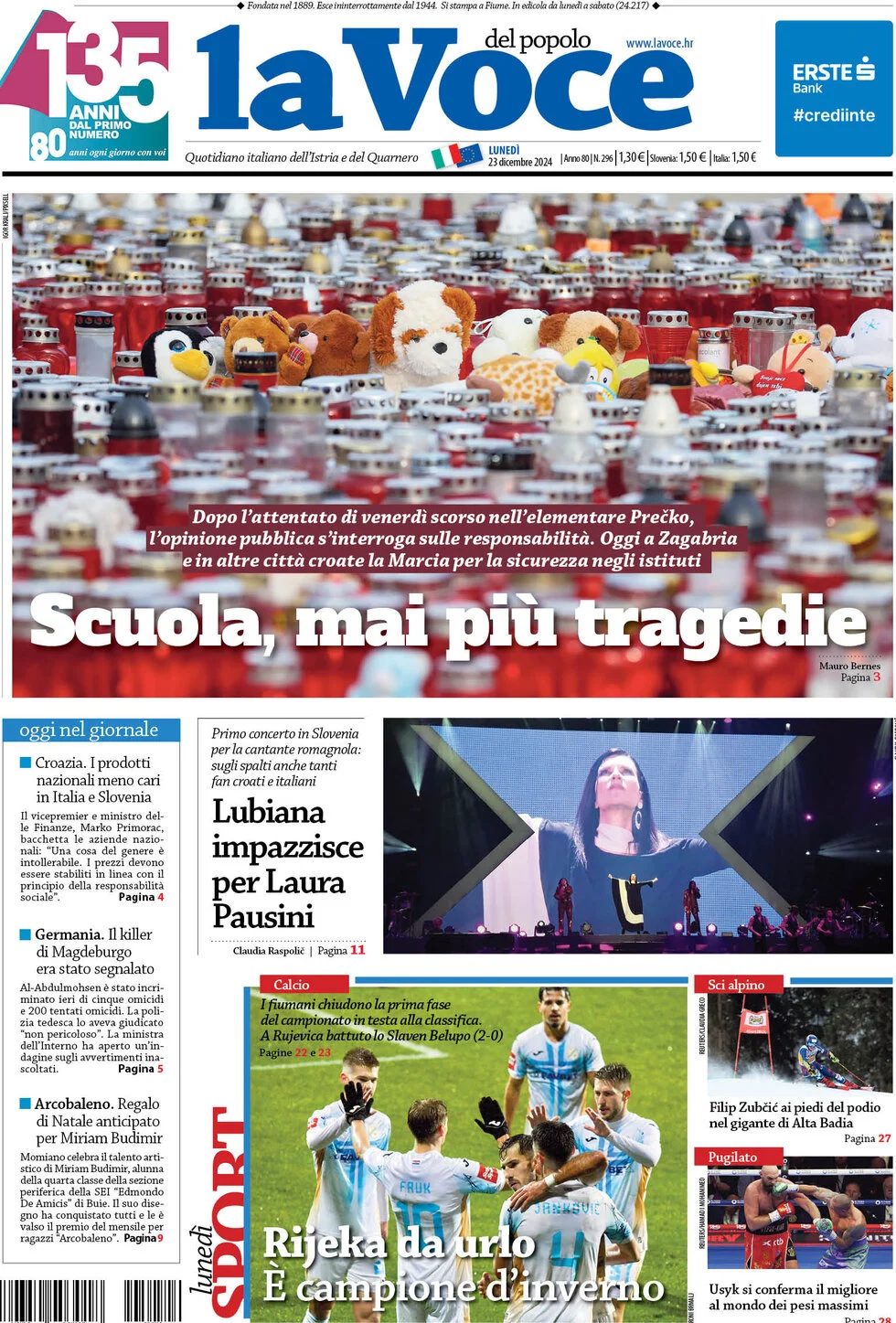 anteprima della prima pagina di la-voce-del-popolo del 23/12/2024
