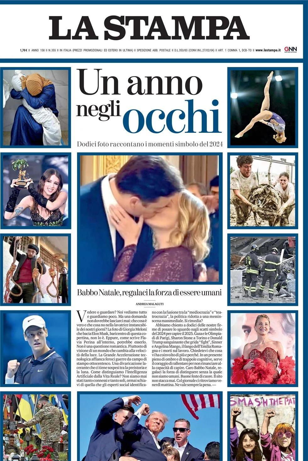 anteprima della prima pagina di la-stampa del 24/12/2024