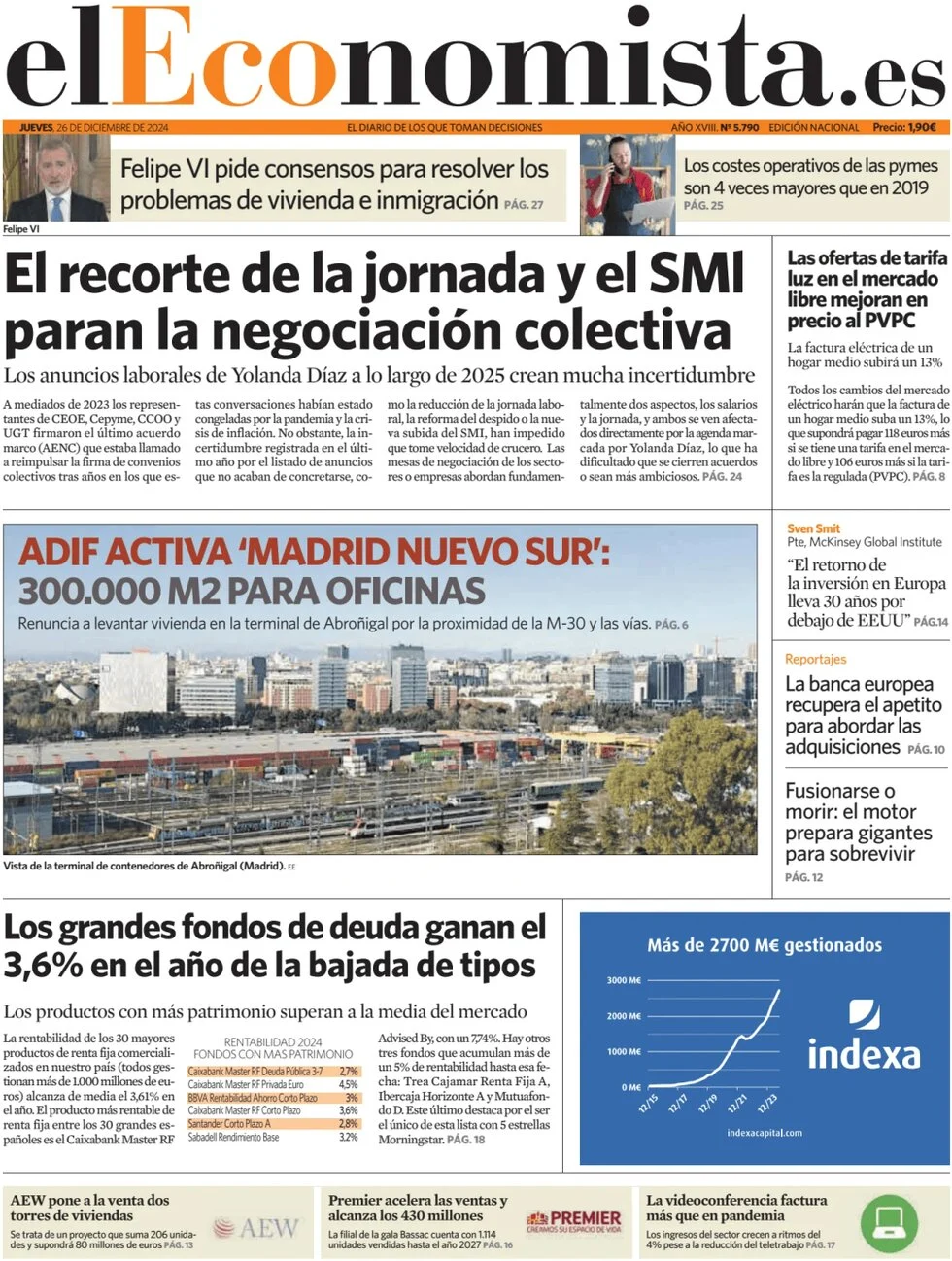 anteprima della prima pagina di el-economista del 26/12/2024