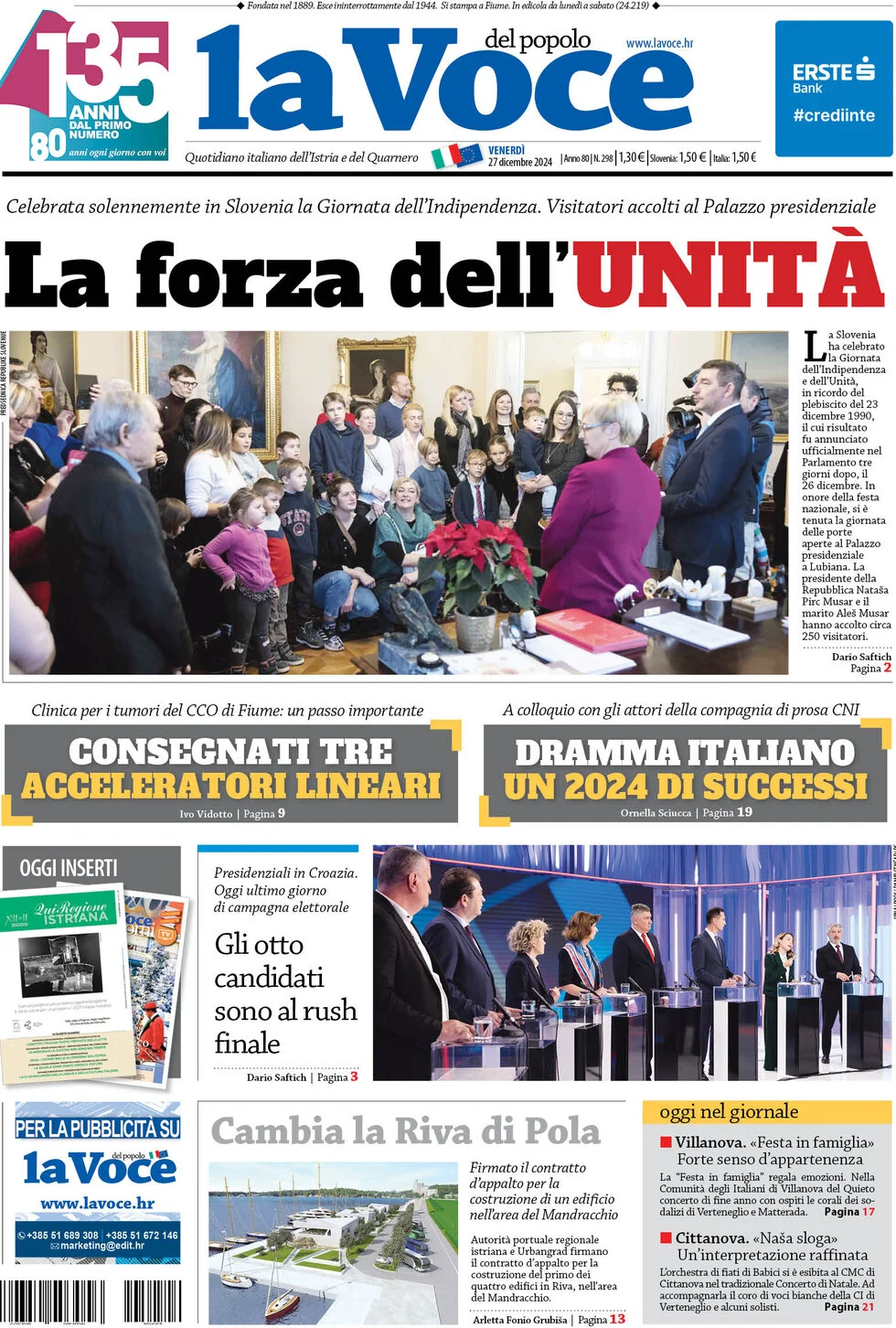 anteprima della prima pagina di la-voce-del-popolo del 27/12/2024