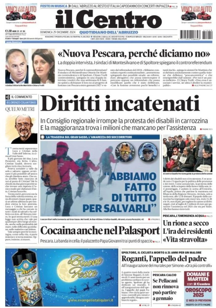 anteprima della prima pagina di il-centro-pescara del 29/12/2024