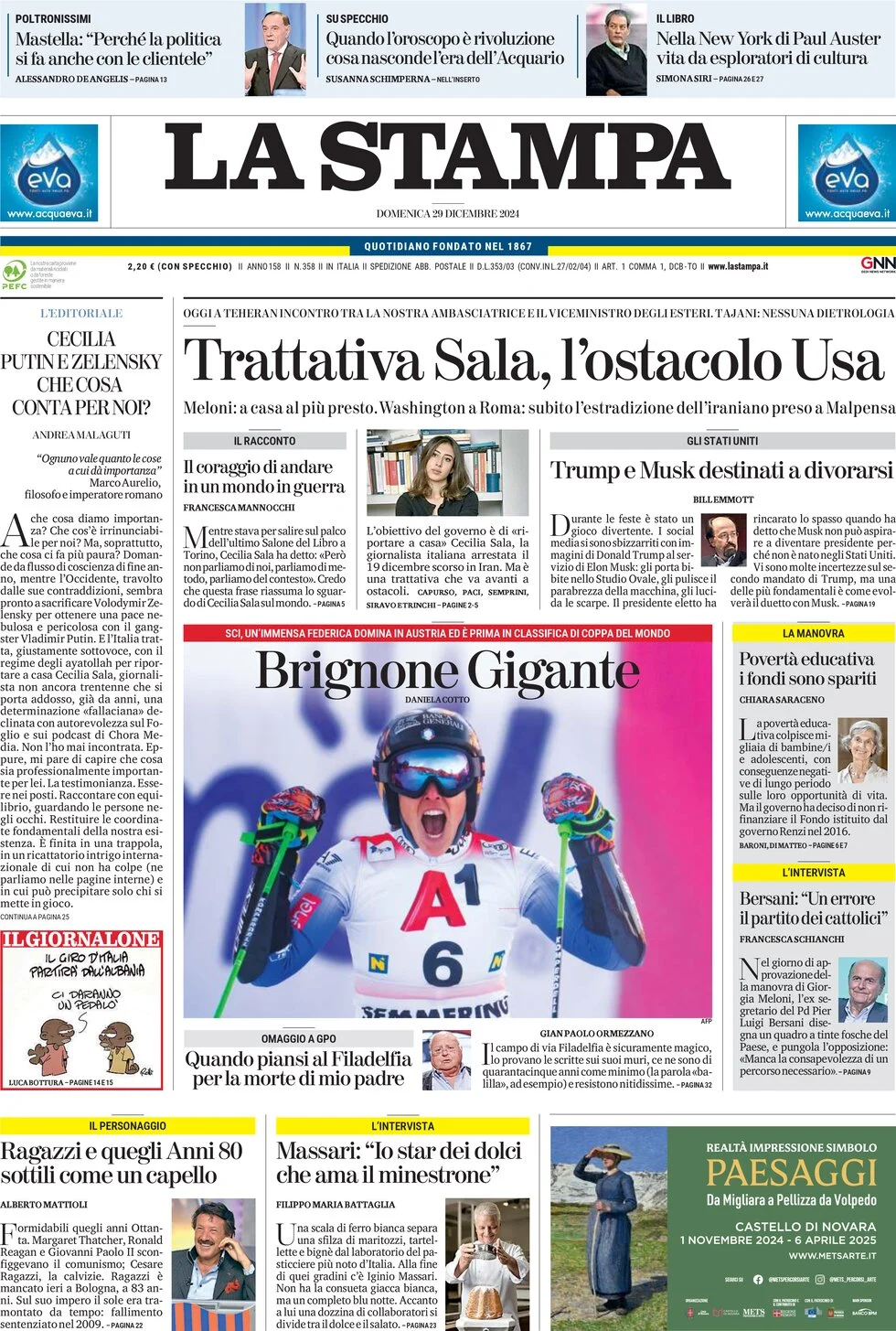anteprima della prima pagina di la-stampa del 29/12/2024