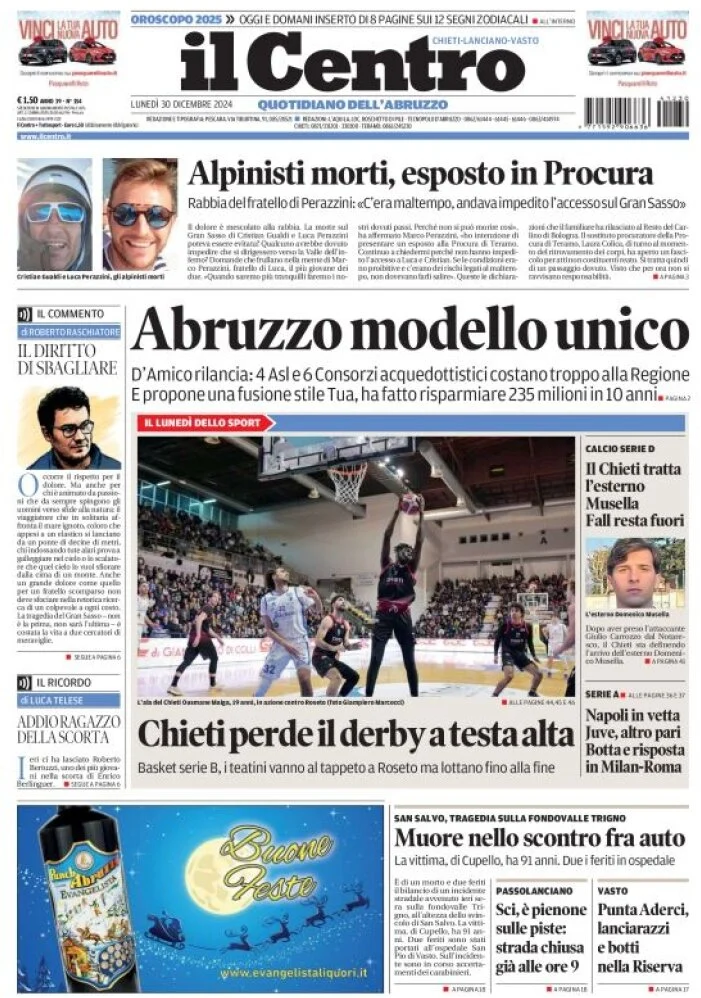 anteprima della prima pagina di il-centro-chieti del 30/12/2024