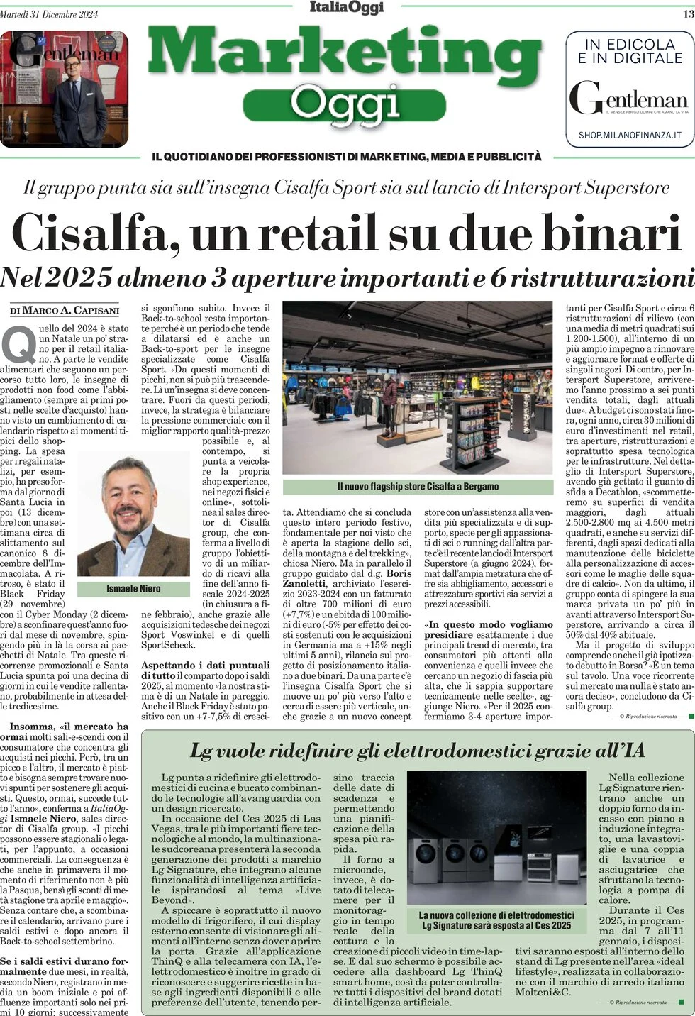 anteprima della prima pagina di marketing-oggi del 31/12/2024