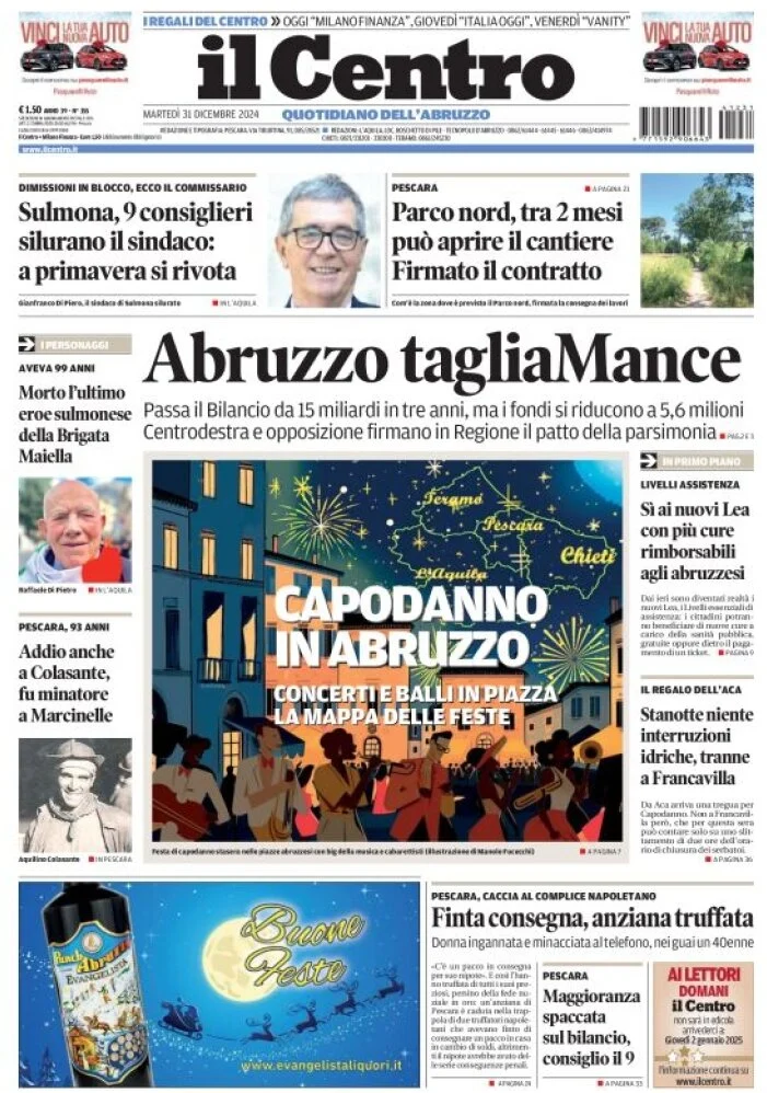 anteprima della prima pagina di il-centro-pescara del 31/12/2024
