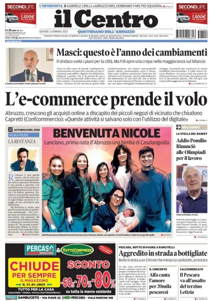 anteprima della prima pagina di il-centro-pescara del 02/01/2025