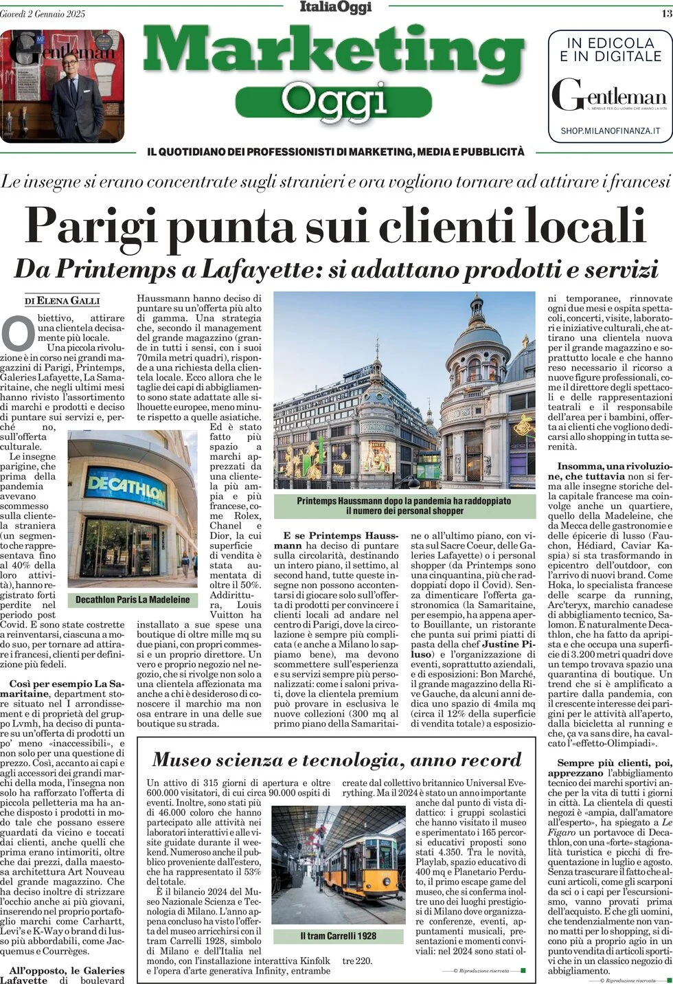 anteprima della prima pagina di marketing-oggi del 02/01/2025