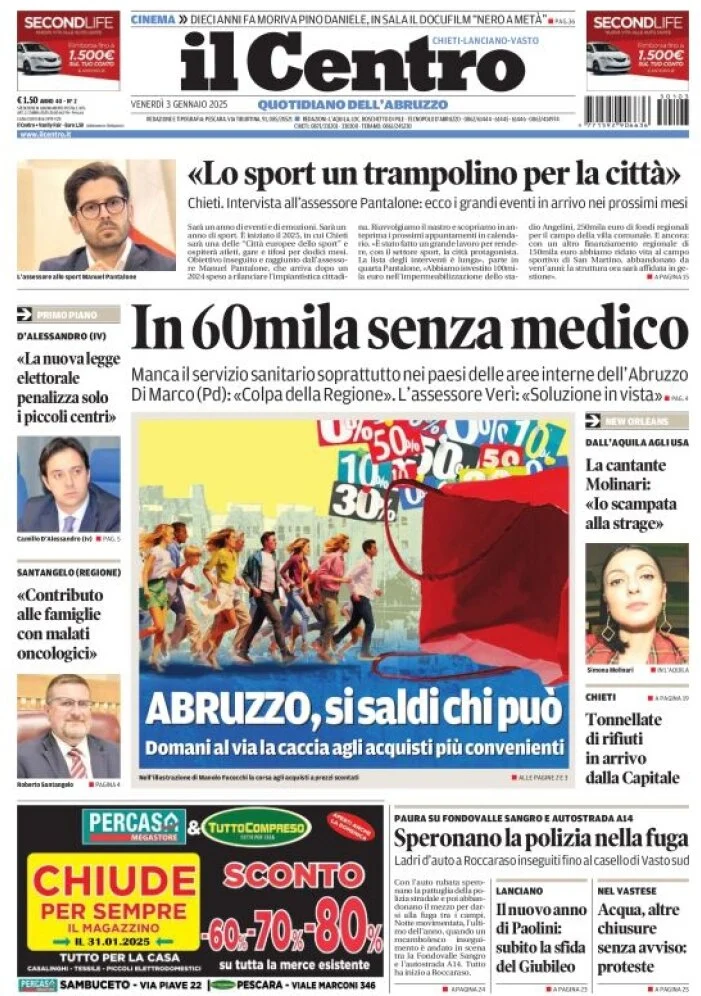 anteprima della prima pagina di il-centro-chieti del 03/01/2025