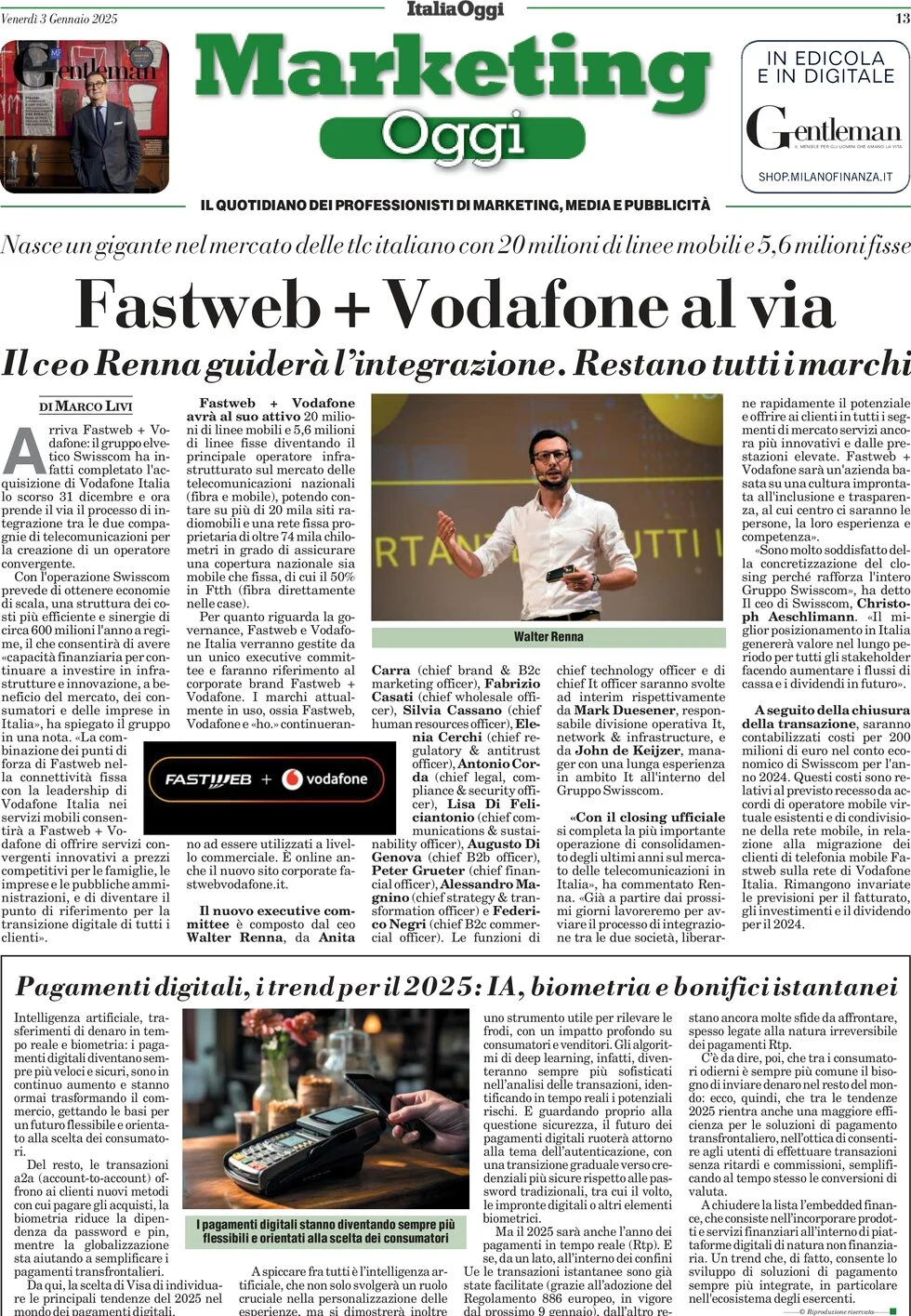 anteprima della prima pagina di marketing-oggi del 03/01/2025