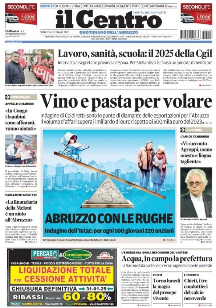 anteprima della prima pagina di il-centro-chieti del 04/01/2025