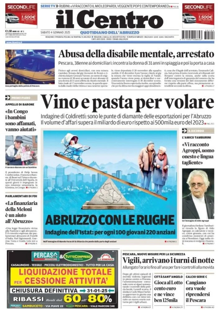 anteprima della prima pagina di il-centro-pescara del 04/01/2025